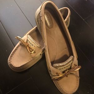 Gold and Tan Sperry Topsiders size 9